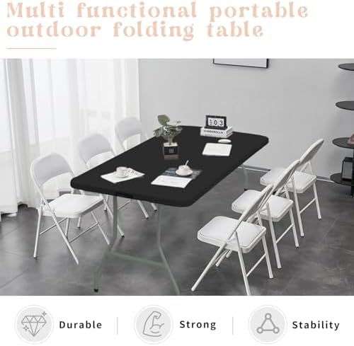 Set of 2 Folding Table 5 FT Camping Table Portable Heavy Duty Plastic Rectang...