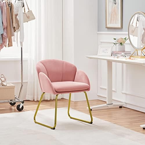 Yaheetech Flower Shape Vanity Chair with Petal Armrests, Pink
