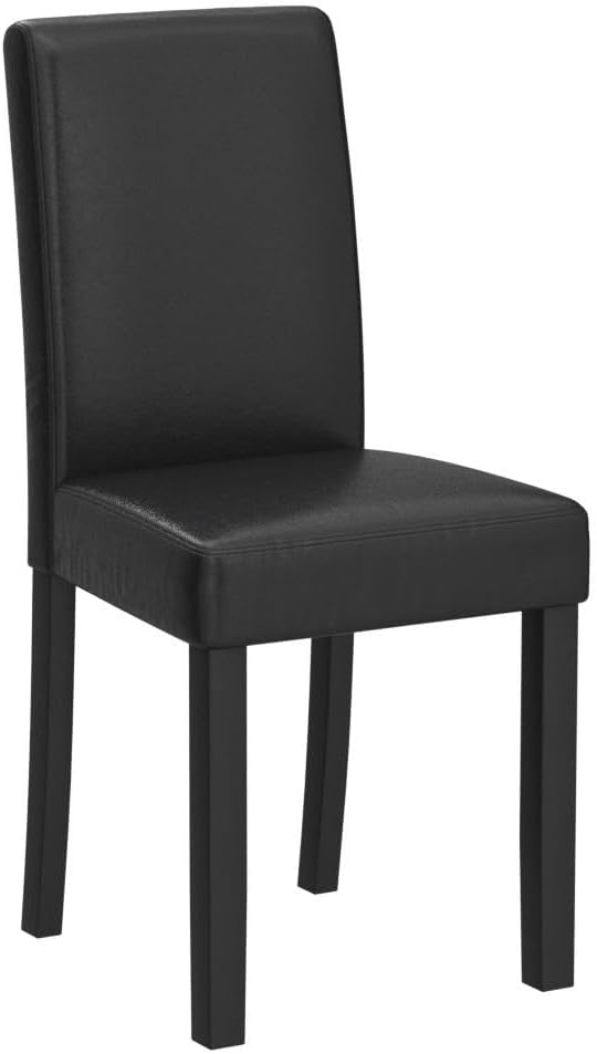 LSSPAID Dining Chairs Set of 4, PU Leather Padded Upholstered Modern Parson Chair, Dining Room Chairs with Solid Wood Legs for Kitchen Living Room, Black