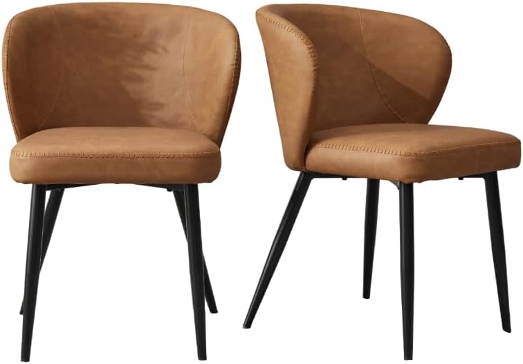 Brown Dining Chairs Set of 6, Modern Dining Chairs with Cushion Seat and Stur...