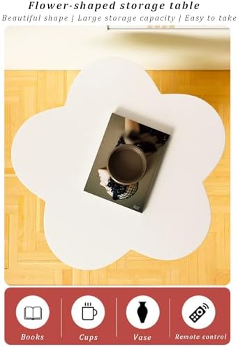 Flower Shaped Wood End Table, Cute Accent Side Table for Living Room & Be...