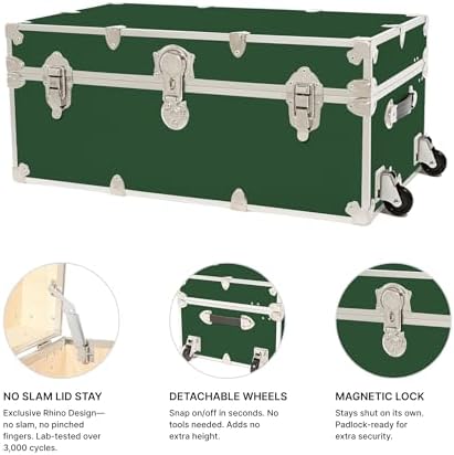 Rhino Classic Camp & College Trunk with Wheels, Footlocker, Dorm Storage ...
