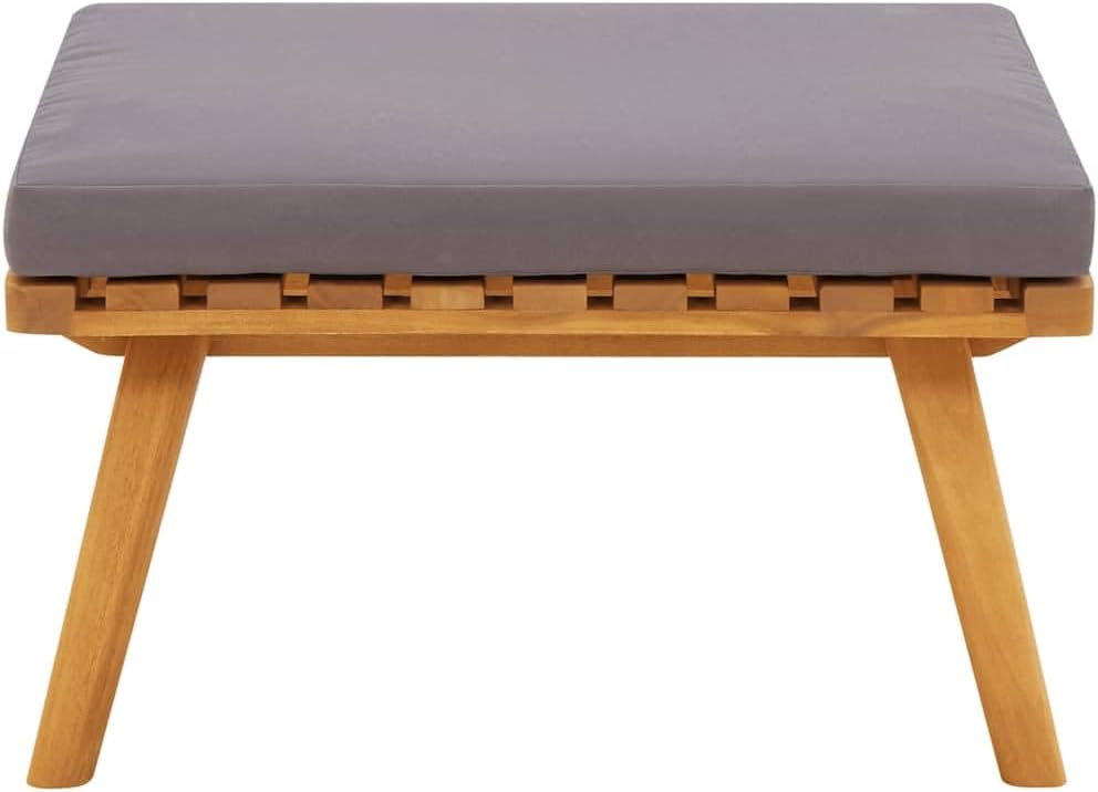 Outdoor Patio Footstool with Thickly Padded Cushion, 23.6x23.6 Inch Solid Aca...