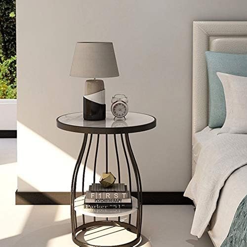 Telephone Table, Side Table Living Room 2-Tier Marble Small Round Table Sofa ...