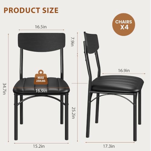 Jocoevol Dining Chairs Set of 4 - Upholstered Dining Room Chairs with PU Leat...