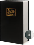 Leather Book Safe (Size 8.7"×6"×2") Real Paper Secret for Jewelry, Money and Cash, Diversion Book Safe,Hollow with Hidden,Key Lock (M, Black-Key)
