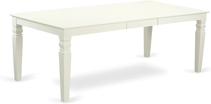 East West Furniture LGDA7-LWH-29 7 Piece Dining Room Set Includes a Rectangle Wooden Table with Butterfly Leaf and 6 Polyester Fabric Padded Chairs, 42x84 Inch, linen white