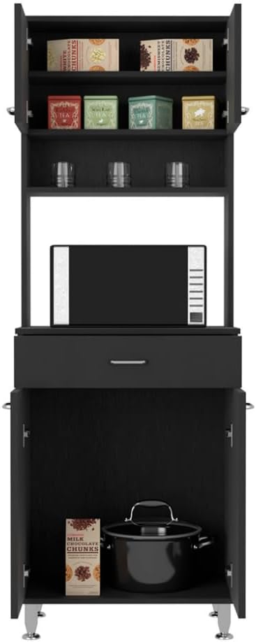 Tuhome Santoro 60 Pantry Cabinet with Double Doors, Adjustable Shelves, Versa...