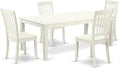 East West Furniture LGDA5-LWH-W 5 Piece Kitchen Table Set for 4 Includes a Rectangle Dining Room Table with Butterfly Leaf and 4 Solid Wood Seat Chairs, 42x84 Inch, Linen White