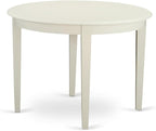 East West Furniture BOAD3-LWH-LC 3 Piece Dining Table Set for Small Spaces Contains a Round Kitchen Table and 2 Faux Leather Kitchen Dining Chairs, 42x42 Inch, Linen White