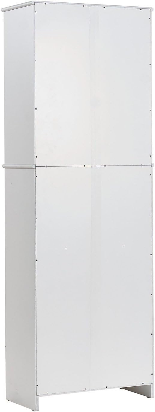 67" Tall Kitchen Pantry Cabinet with Glass Doors, Drawers & Adjustab...