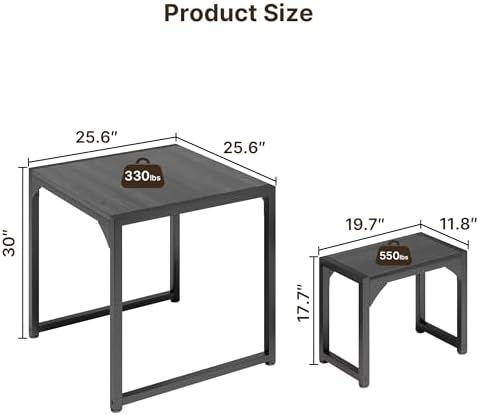 Gizoon Square Dining Table Set for 2, Kitchen Table with 2 Benches Black