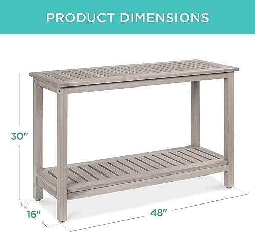 Best Choice Products 48in 2-Shelf Eucalyptus Wooden Console Table Indoor Outd...