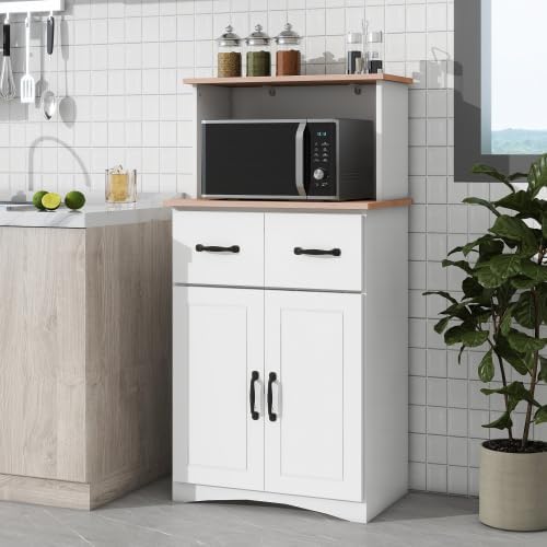 Kitchen Pantry Cabinet, Wooden Buffet Sideboard for Coffee Maker & Toaste...