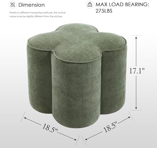 Zesthouse Flower Pouf Ottomans Foot Rest Set of 2, Linen Poofy Ottomans | Lar...