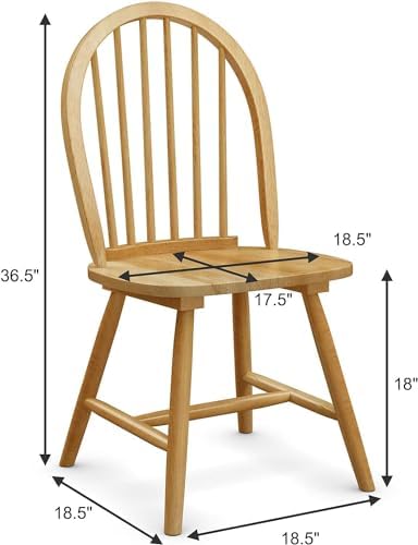HAPPYGRILL 2 Pieces Wooden Dining Chairs Set, Vintage Armless Windsor Chairs,...