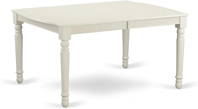 East West Furniture DOCE5-LWH-15 5 Piece Dining Set Includes a Rectangle Dining Room Table with Butterfly Leaf and 4 Baby Blue Linen Fabric Upholstered Chairs, 42x78 Inch, Linen White