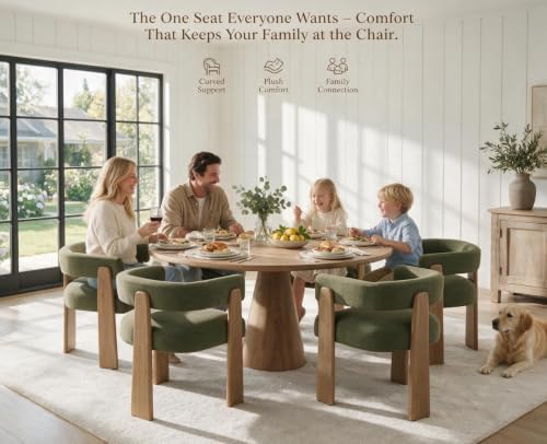 Shunzhi Green Barrel Dining Chairs Set of 2, Upholstered Dining Room Chairs
