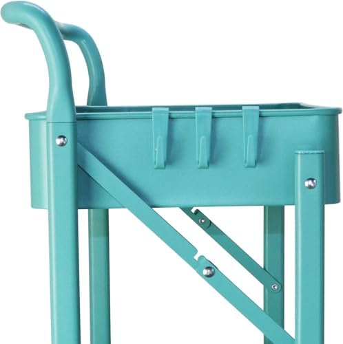 BEEY Foldable Metal Storage Cart Rolling Baskets with Wheels, No Assembly, Me...