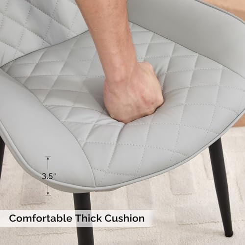 Dining Chair Set of 6, Modern Dining Chairs with Thick Cushions, Faux Leather...