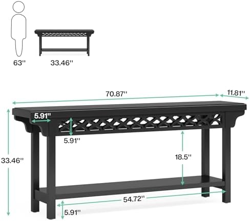 Tribesigns 70.8-Inch Solid Wood Long Console Table, Farmhouse Entryway Table ...