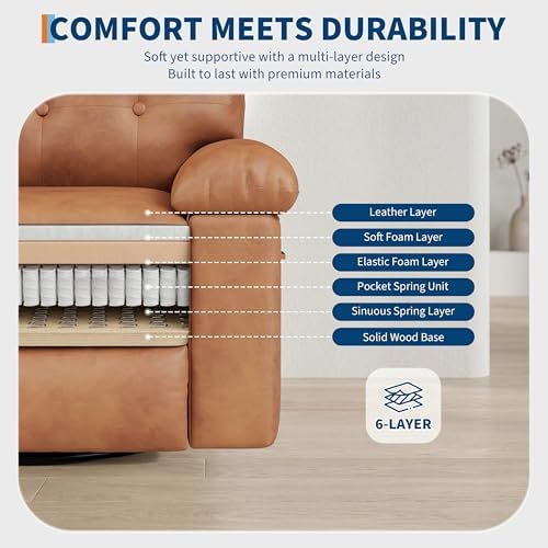GarveeHome Leather Recliner Chair - Heat and Massage, Swivel Rocker Manual Re...