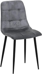 NORDICANA Grey Velvet Dining Chairs Set of 4, Upholstered Tufted Kitchen Chairs, Comfortable Seat, Metal Leg, Easy Assembly