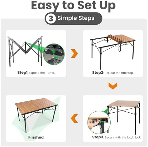 Join Nature 46.4" Large Camping Table for 2-6 People, Heavy Duty Foldable
