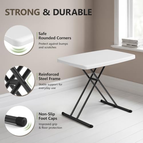 Folding Table 30 Inch - 4pack,Small Desk Adjustable Height TV Tray for Laptop...