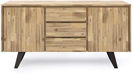 SIMPLIHOME Lowry 60" Wide Solid Acacia Wood 2-Door Buffet in Golden Wheat