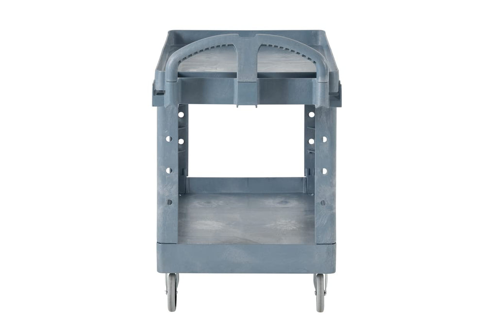 Rubbermaid Commercial Products BRUTE Heavy Duty 2-Shelf Utility/Service Cart, Large, Lipped Shelves, Ergonomic Handle, 750 lbs. Capacity, Black, for Warehouse/Garage/Cleaning/Maintenance/Stadiums