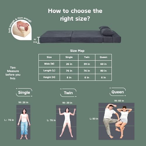 Folding Sofa Bed, Convertible Sleeper Chair Bed, Floor Sofa with Bag | Fold o...