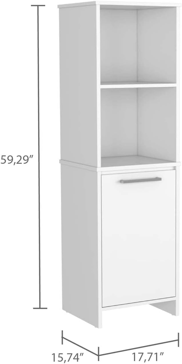 FM FURNITURE White Pantry Cabinet with Adjustable Shelves, Manufactured Wood,...