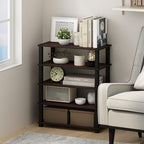 Furinno Turn-S-Tube Storage Shelves Set of 2, 3-Tier Stackable Standing Shelf, Open Corner Shelf, for Organization and Storage, Living Room, Garage, Home Office, Cherry Oak