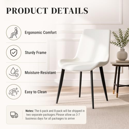 Modern Dining Chairs Set of 4, PU Leather Dining Room Chairs, Upholstered Kit...