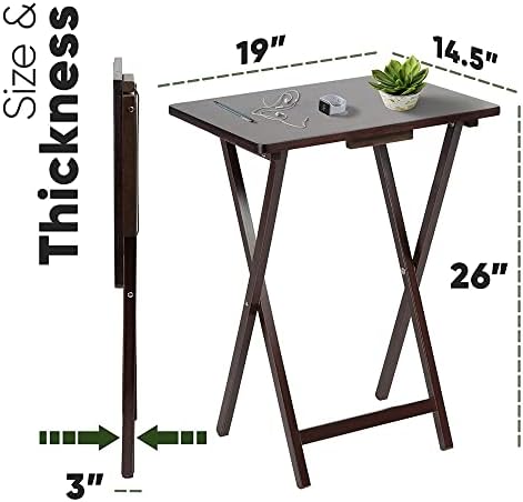 PJ Wood Espresso - 5-Piece TV Tray Table Set - Folding with Storage Rack