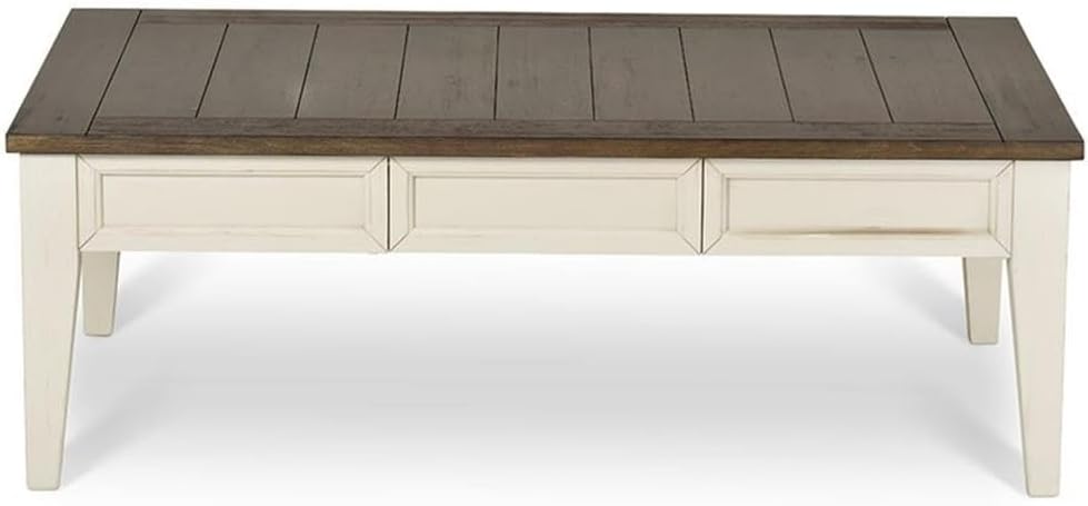 Steve Silver Cayla Storage Coffee Table in Dark Oak and White