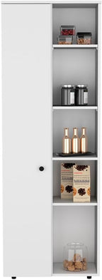 23.6" D*11.8" W*66.9" H Freestanding Storage Cabinet with 8 Shelves, Double Door, Rectangular Kitchen Pantry, Modern Minimalist, for Living Room, Dining Room, White