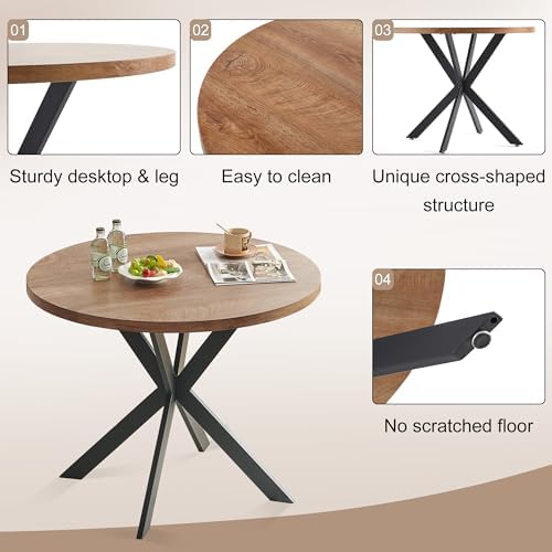 3 Piece Dining Table Set for Small Spaces - Round Kitchen Table Chairs Set of...