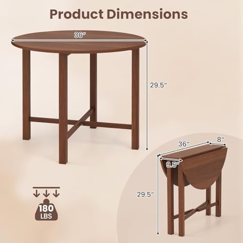 GIANTEX 36" Folding Dining Table for 2-4, Extendable Drop Leaf Kitchen T...