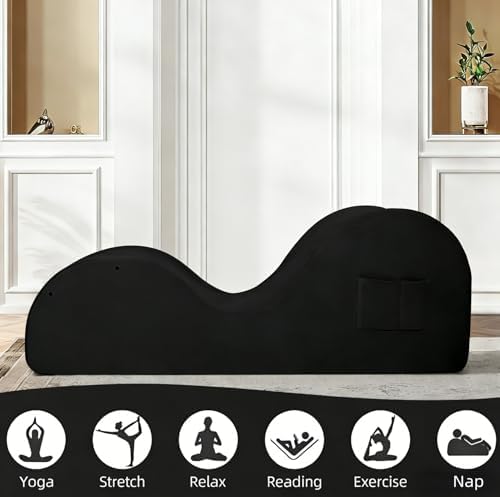 Chaise Lounge Chair for Yoga, Chaise Lounge with Headrest, Waist Pad, Foot Pa...