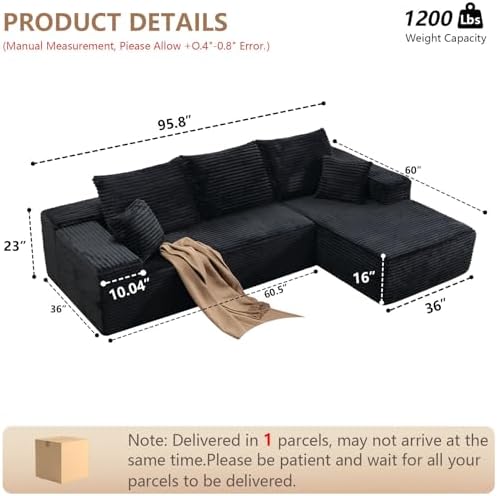 Sectional Couches for Living Room Cloud Couch Sofa with L-Shape Couch in a Bo...