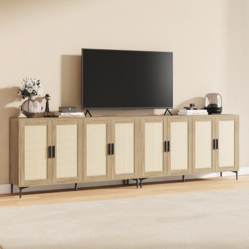 JASIWAY Buffet Cabinet with Storage, 48" Rattan Coffee Bar Cabinet Station