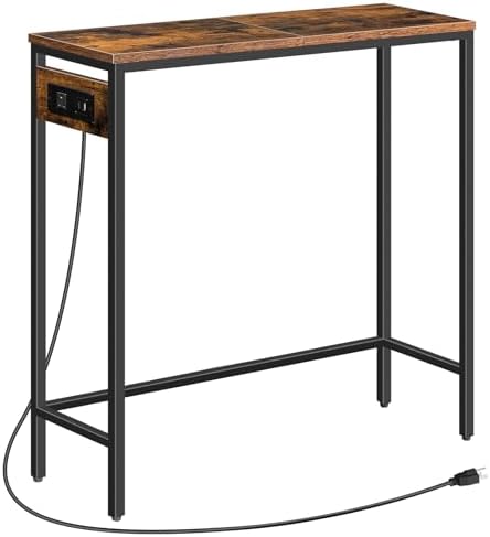 HOOBRO Narrow Console Table with Power Outlets, Small Entryway Table | Thin S...