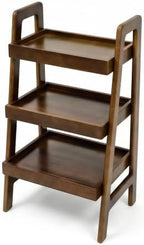 3 Tier Wood Ladder Shelf with Edges Small Bookshelf Freestanding Open Storage Rack Modern Planter Stand for Living Room, Bedroom, Office