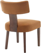 Velvet Dining Chairs Set of 4 Modern Dining Chair with Wood Legs, Upholstered Dining Chairs for Dining Room, Kitchen, Vanity, Living Room, Yellow Brown