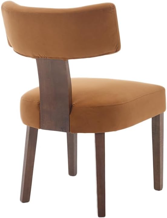 Velvet Dining Chairs Set of 4 Modern Dining Chair with Wood Legs, Upholstered Dining Chairs for Dining Room, Kitchen, Vanity, Living Room, Yellow Brown