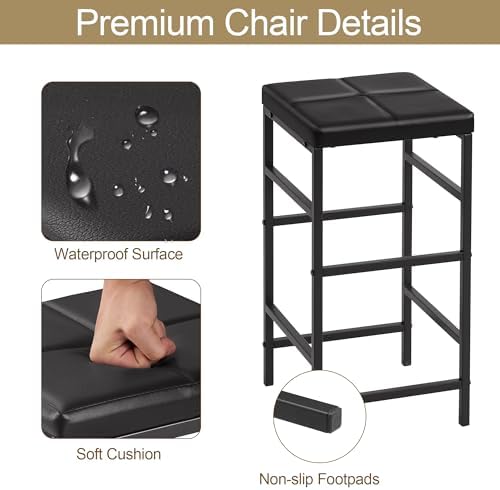 VECELO Bar Table and Chairs Set for 2, 3-Piece Dining Set with Storage Shelve...