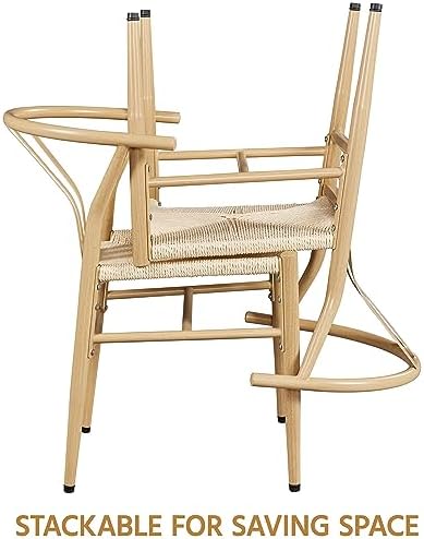 Yaheetech Dining Chairs Set of 6 Mid Century Modern Woven Chairs Wood Color