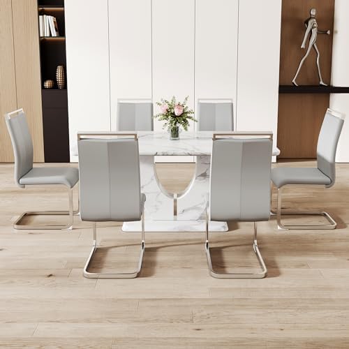 Dining Table Set for 6, Kitchen Table Chairs Set of 6, Modern Dining Room Set...